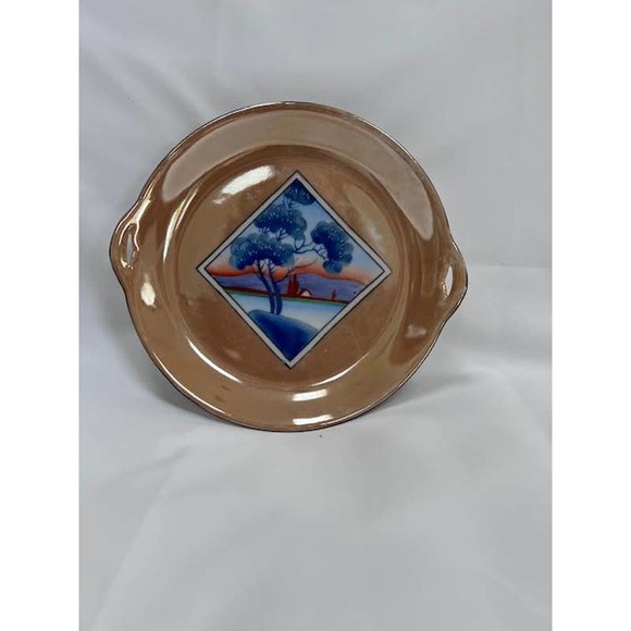 Japan Dining Orange And Blue Plate With Tree From Japan Poshmark